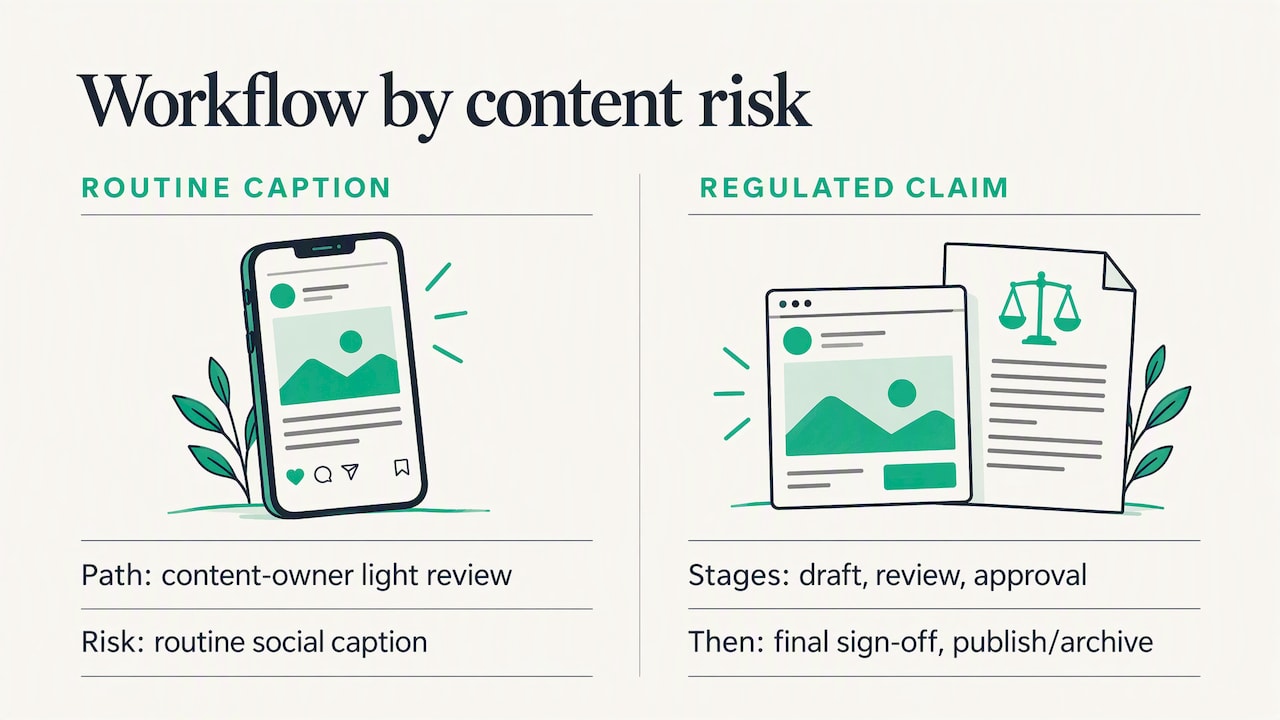 Low-risk and high-risk approval paths compared
