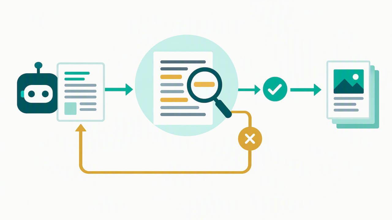 Human review gate before content publication